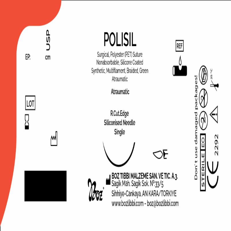 POLISIL USP 1 (М4) колюча голка 1/2 кола 40 мм, довжина 75см